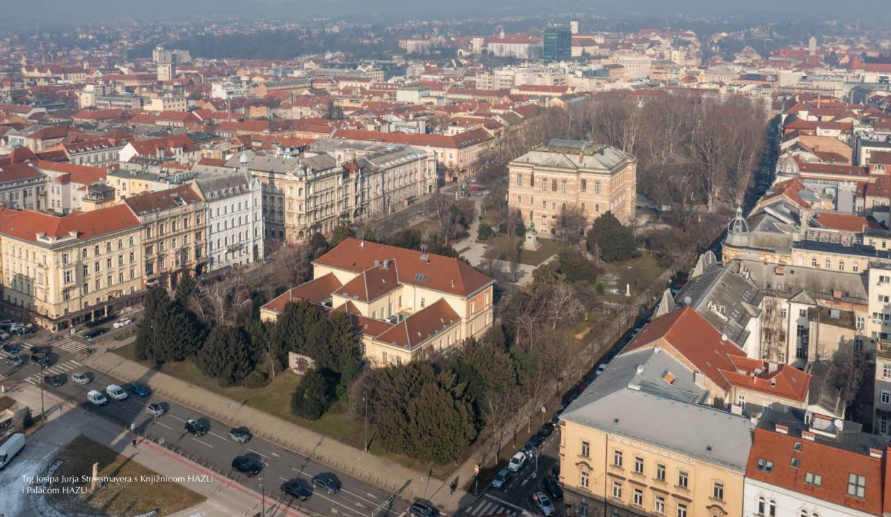 Trg Josipa Jurja Strossmayera s knjižnicom i palačom HAZU, panorama